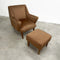 Pair Of Mid Century Velvet Armchairs With Footstools