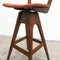 Mid Century T H Brown Leather Swivel Bar Stool