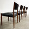 Mid Century Vintage Set Of 4 Parker Dining Chairs - New Italian Leather Upholstery