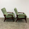 Pair Mid Century Fler SC 58 Armchairs Olive Velvet Upholstery