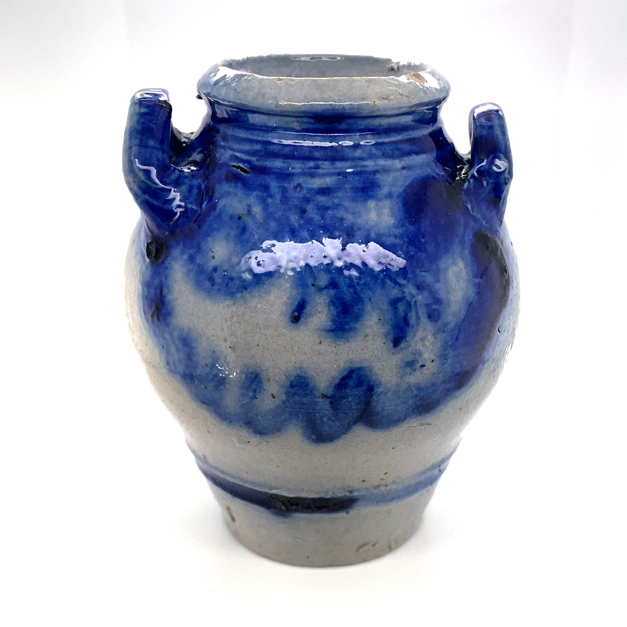 Small Antique German Westerwald Salt Glaze Cobalt Blue Stoneware Jar