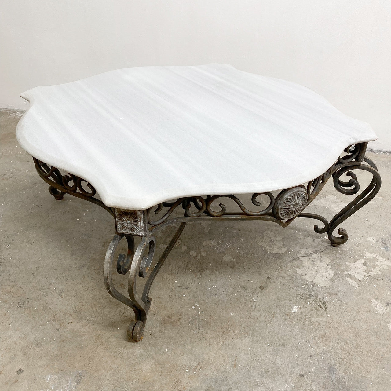 Vintage Wrought Iron & Marble Coffee Table