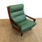 Mid Century Sage Green Leather Tessa Delmont Swivel Armchair