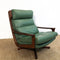 Mid Century Sage Green Leather Tessa Delmont Swivel Armchair
