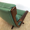 Mid Century Sage Green Leather Tessa Delmont Swivel Armchair