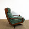 Mid Century Sage Green Leather Tessa Delmont Swivel Armchair