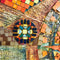 Mid Century Modern Abstract Mosaic Tile and Pasto Oil painted Artwork