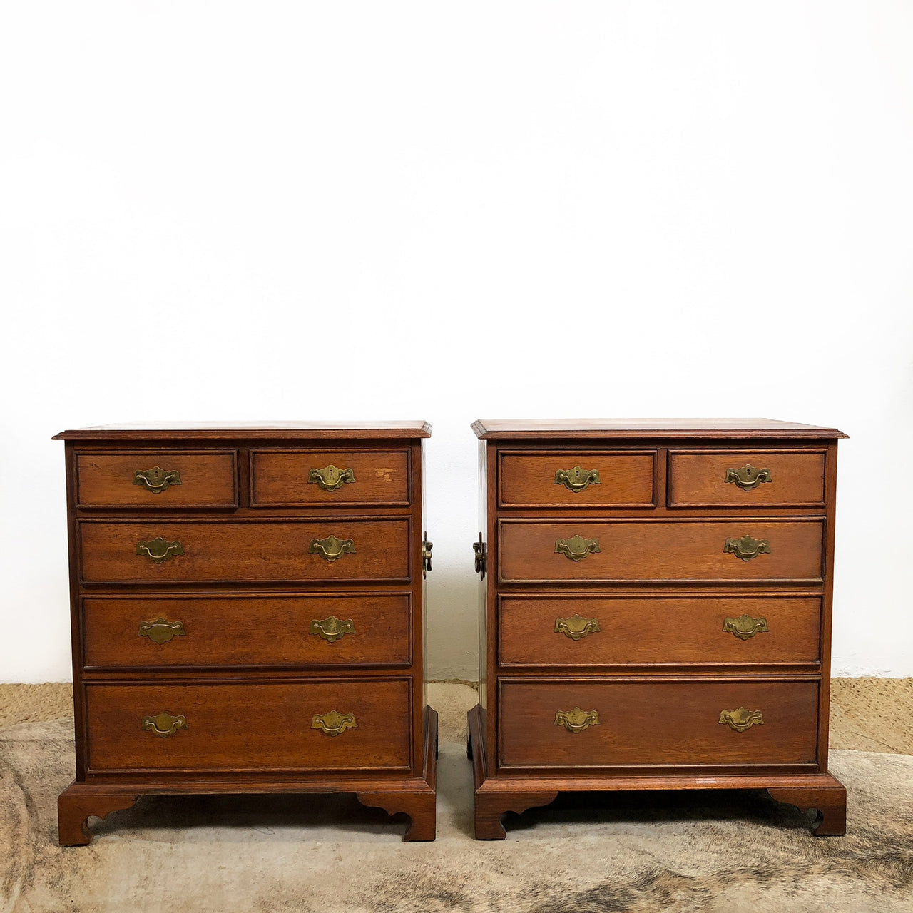 Pair of Vintage Cedar Drawer Chest Bedside Cabinets