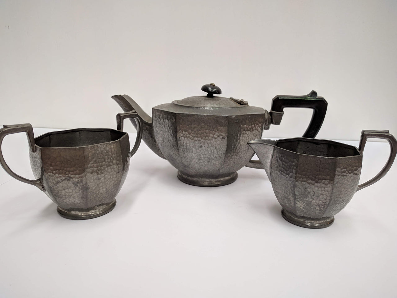 Three Piece Tudric Pewter Tea Set