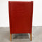 Vintage Danish Red Leather Wingback Armchair with Footstool