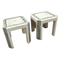 Pair Maitland Smith Tessallated Fossil Stone Clad Brass Side Tables