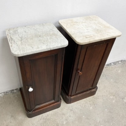 Pair of Antique Marble Top Bedside Cabinets c1880