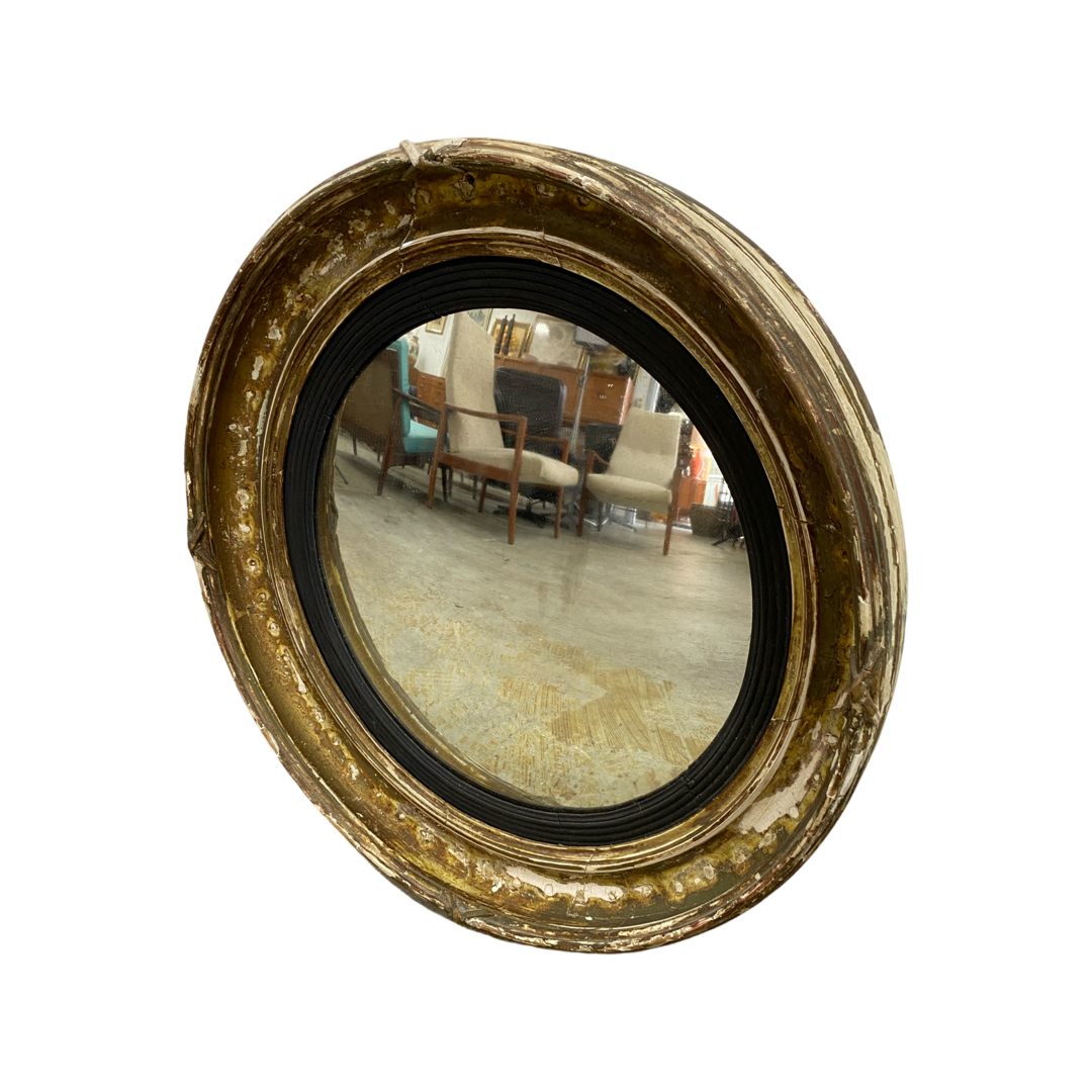 MID 19TH CENTURY ANTIQUE CONVEX MIRROR