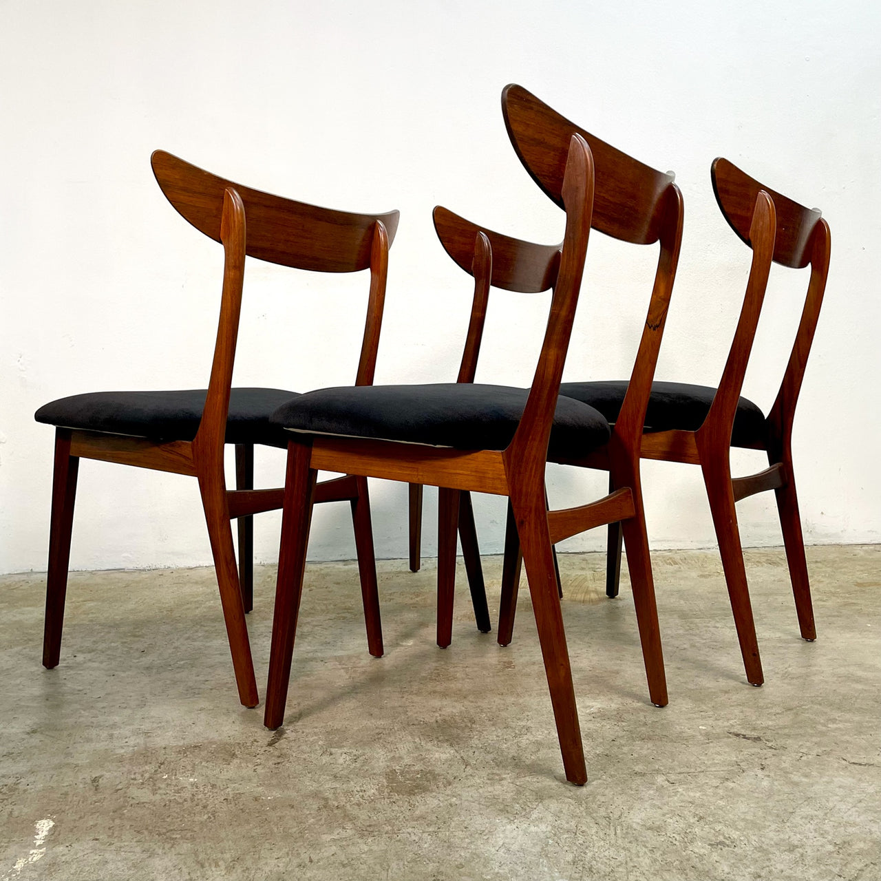Mid Century Danish Rosewood Paddle Back Dining Chairs