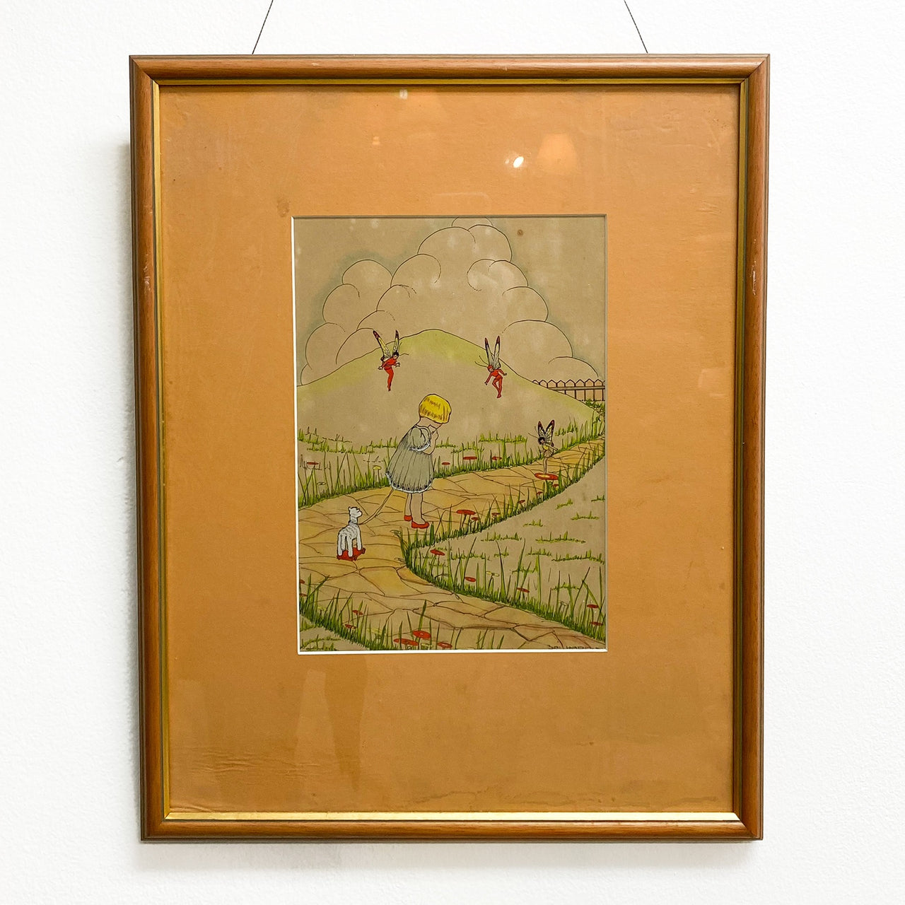 Lovely Vintage Pair Of Watercolours Fairy & Child