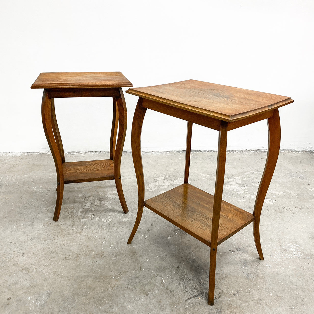 Pair Of Antique Oak 1920's Side Table Plant Stands
