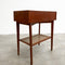 Mid Century Teak Bedside With Rattan Shelf