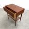 Mid Century Teak Bedside With Rattan Shelf