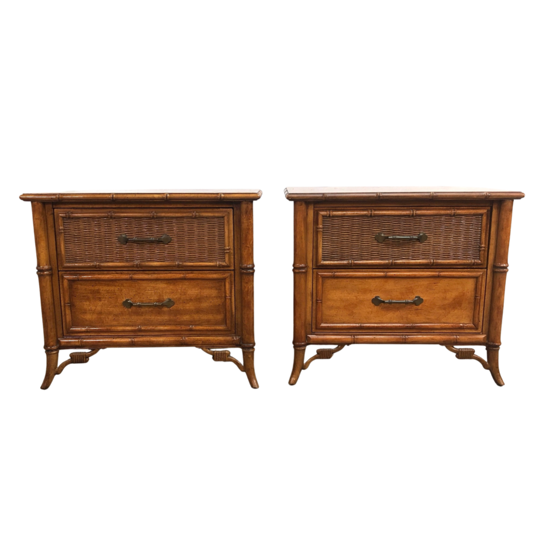 Vintage Faux Bamboo Pair of Bedside Tables
