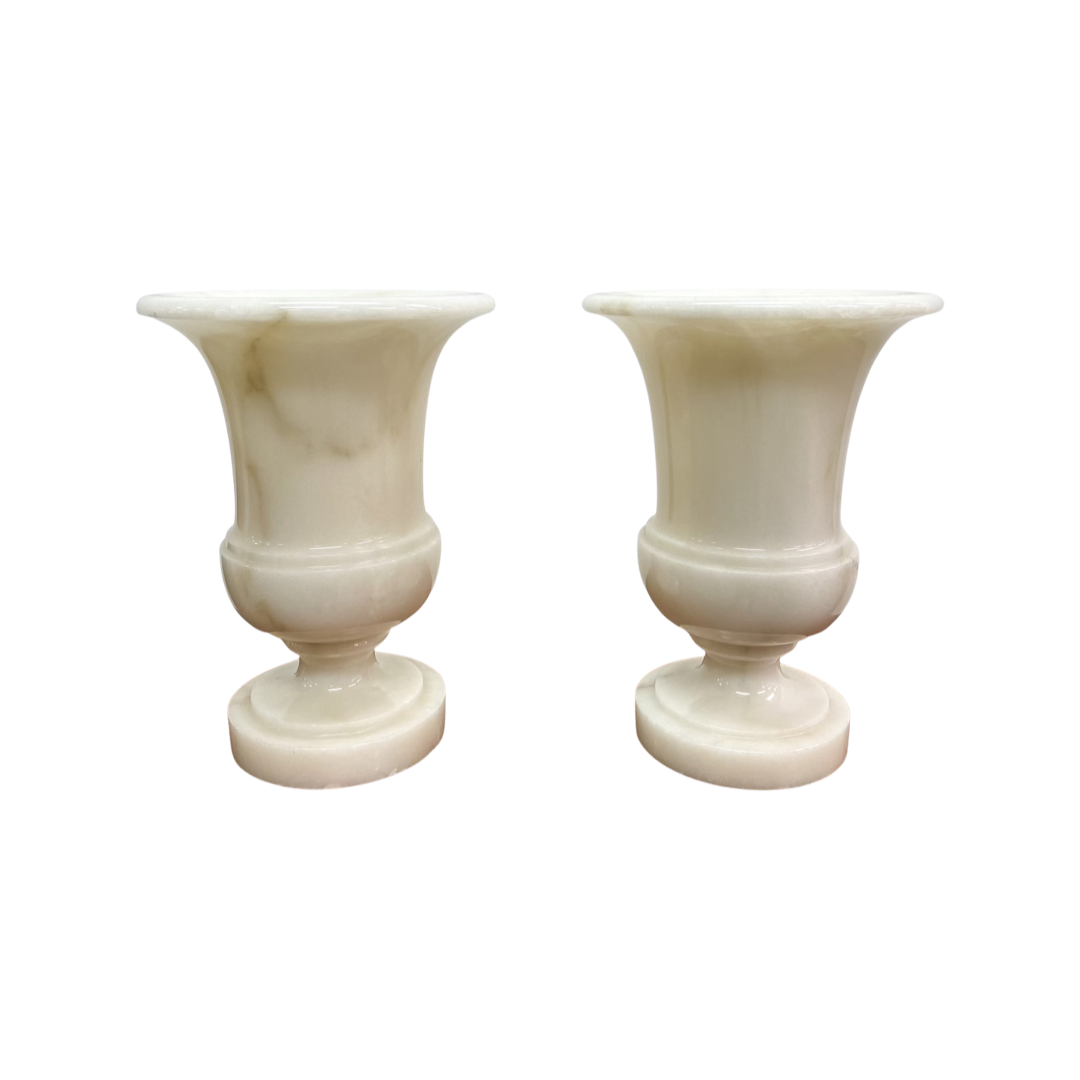 Pair Of Vintage Marble Footed Urns