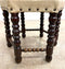 Vintage Danish Bobbin Stool With Leather Upholstery