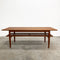 Restored Mid Century Parker Teak Coffee Table With Rattan Shelf