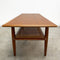Restored Mid Century Parker Teak Coffee Table With Rattan Shelf
