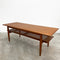 Restored Mid Century Parker Teak Coffee Table With Rattan Shelf