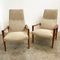 PAIR OF TEAK MID CENTURY HIGH BACK ARMCHAIRS