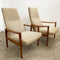 PAIR OF TEAK MID CENTURY HIGH BACK ARMCHAIRS