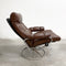 Mid Century Leather Swivel Arm Chair + Footstool By Ekornes Scandinavia