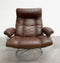 Mid Century Leather Swivel Arm Chair + Footstool By Ekornes Scandinavia