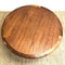 Mid Century TH Brown Round Coffee Table With Rattan Shelf