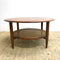 Mid Century TH Brown Round Coffee Table With Rattan Shelf
