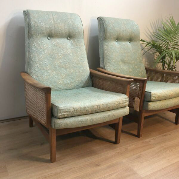Mid Century ‘Fler’ Rattan Sided Lounge Chairs