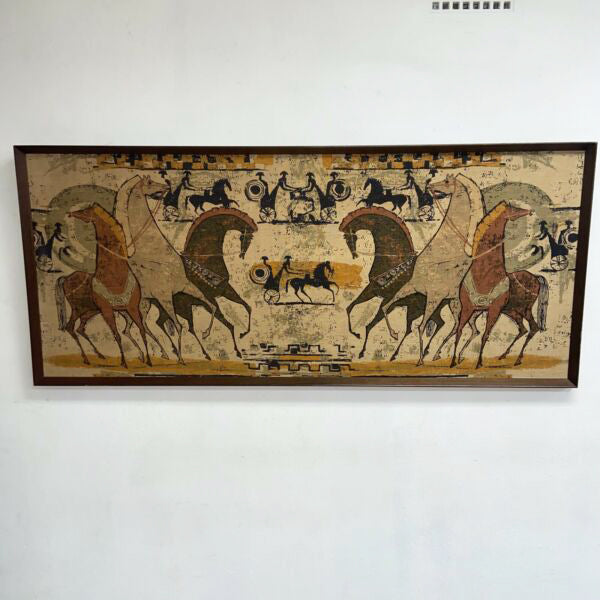 Mid Century timber framed Screen Print on linen by Tibor Reich