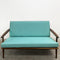 Parker Rattan Back Mid Century Sofa In Aqua