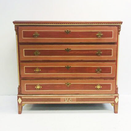 Vintage Painted Baltic Pine Tall Boy Chest Of Drawers