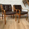 Pair Artes Studio ‘SYDNEY’ Mid Century Bentwood Leather Lounge chairs