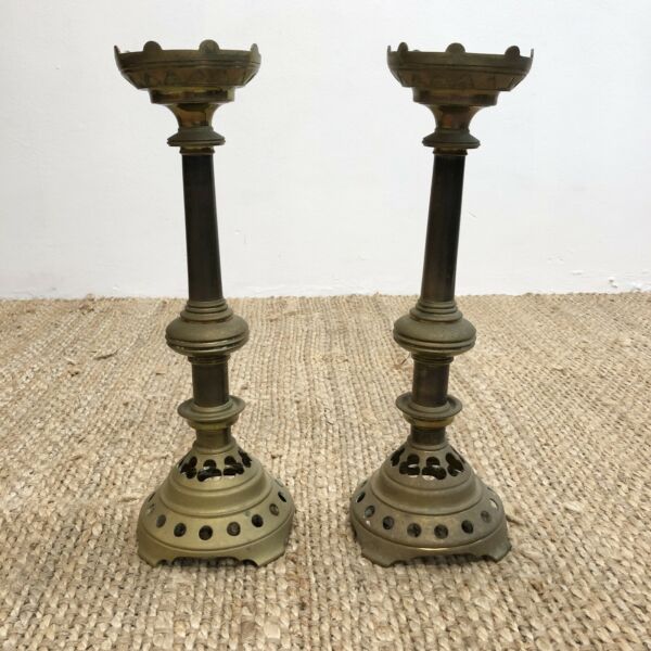 Pair Of Antique Ecclesiastical Candlesticks
