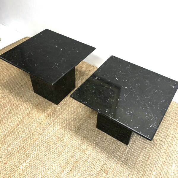 Pair Of Black Marble Side Tables