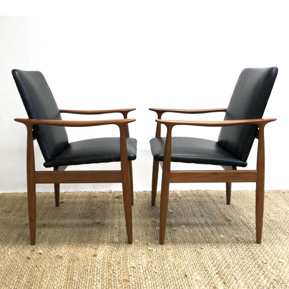 Pair Parker Ballarat Slab Back Carver Leather Dining Chairs Restored