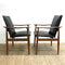 Pair Parker Ballarat Slab Back Carver Leather Dining Chairs Restored