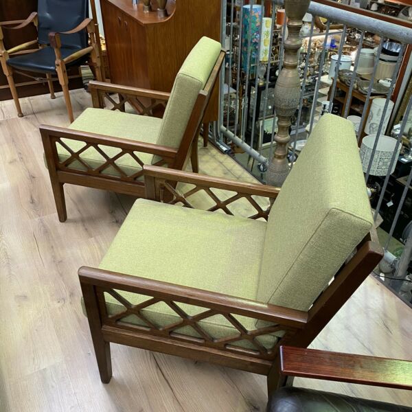 Pair of Mid Century Avalon Chairs Restored Armchairs