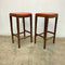 Pair of Orange Vinyl Retro Bar Stools