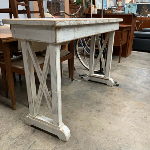 Rustic White Oregon Console Table Bench