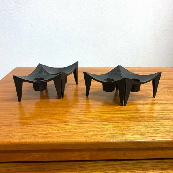 Set 4 Mid Century Brutalist Cast Iron Candle/Taper holders