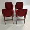 Set Of 4 Mid Century 60’s Red Velour Dining Chairs