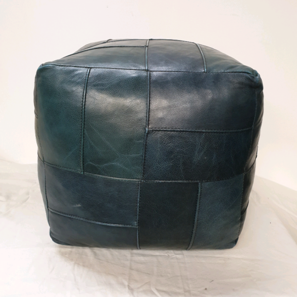 Navy leather ottoman