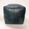 Navy leather ottoman